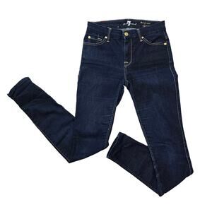 7 For All Mankind 'The High Rise Skinny' Dark Wash Jeans Womens 26 Blue Slim Fit